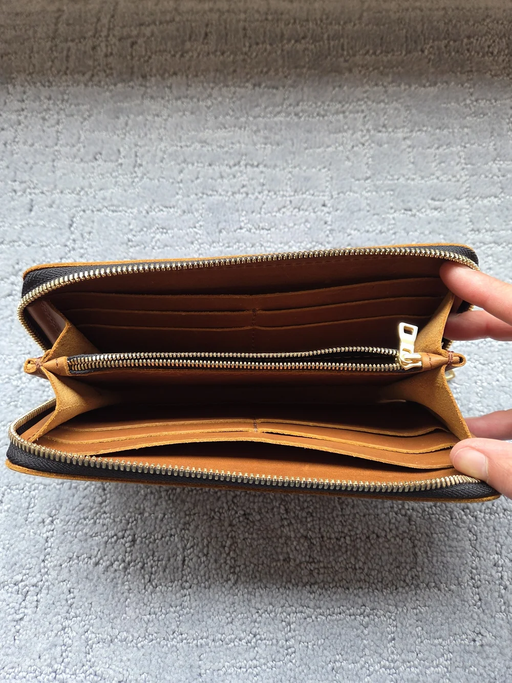 OG Portland Leather Honey Accordian Zip Wallet
